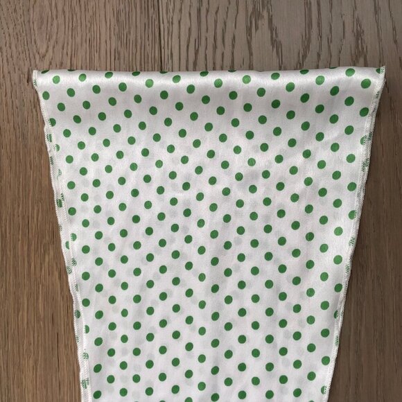 Polka Dot Tapered Scarf or Belt Wear Two Ways in White + Green Sz OS no tags - Picture 3 of 8